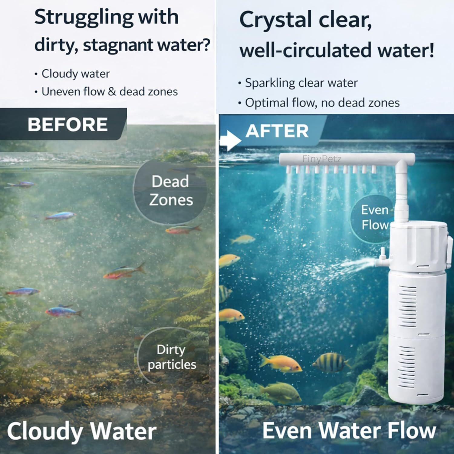 Image of FinyPetz BL-99E 4-in-1 Internal Aquarium Filter 18W | 1000 L /H Quiet Pump Power Aquarium Filter