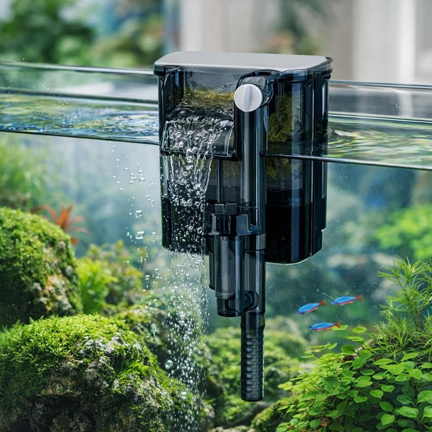 Image of Rizopets BLH-401 Hang-On Aquarium Filter 4W with 250 L /H Water Flow for Fish Tanks Power Aquarium Filter