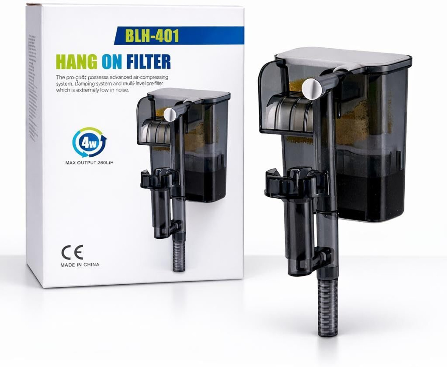Image of Rizopets BLH-401 Hang-On Aquarium Filter 4W with 250 L /H Water Flow for Fish Tanks Power Aquarium Filter
