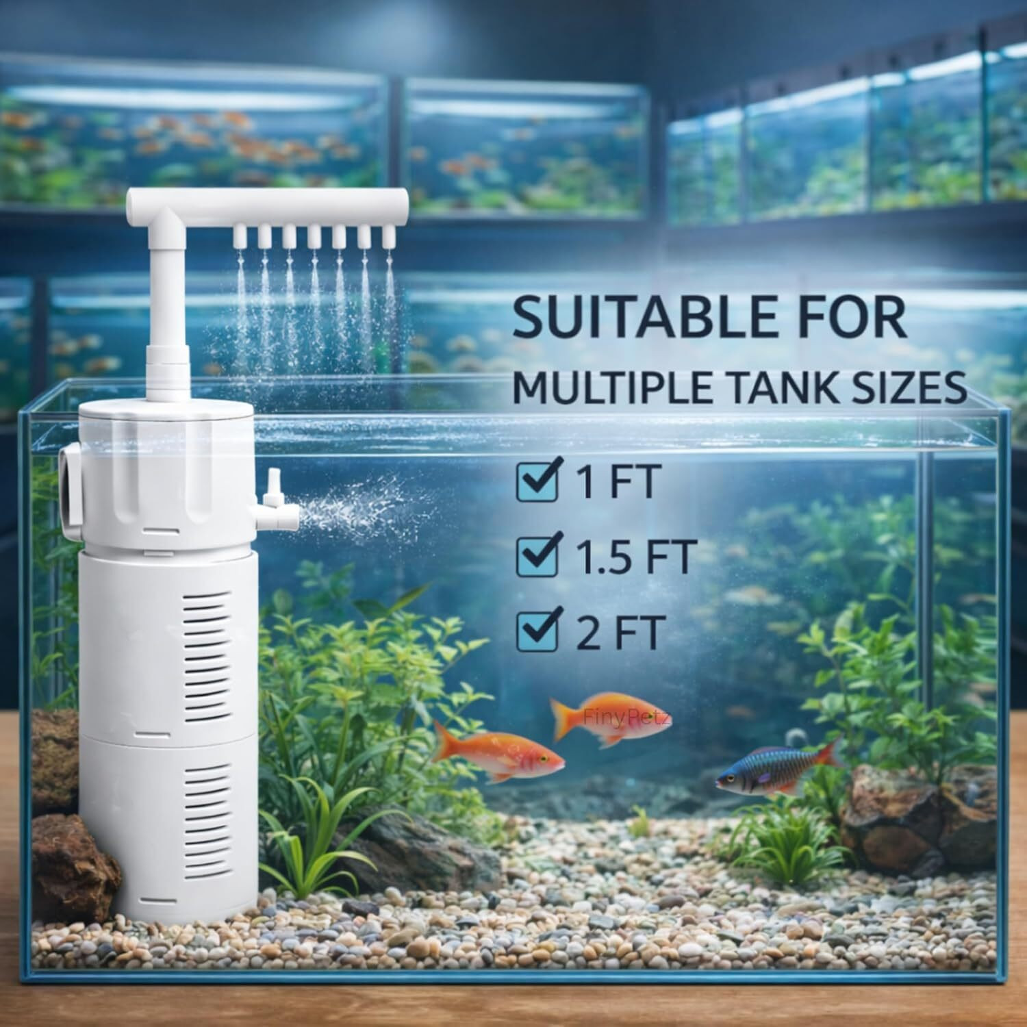 Image of FinyPetz BL-99E 4-in-1 Internal Aquarium Filter 18W | 1000 L /H Quiet Pump Power Aquarium Filter