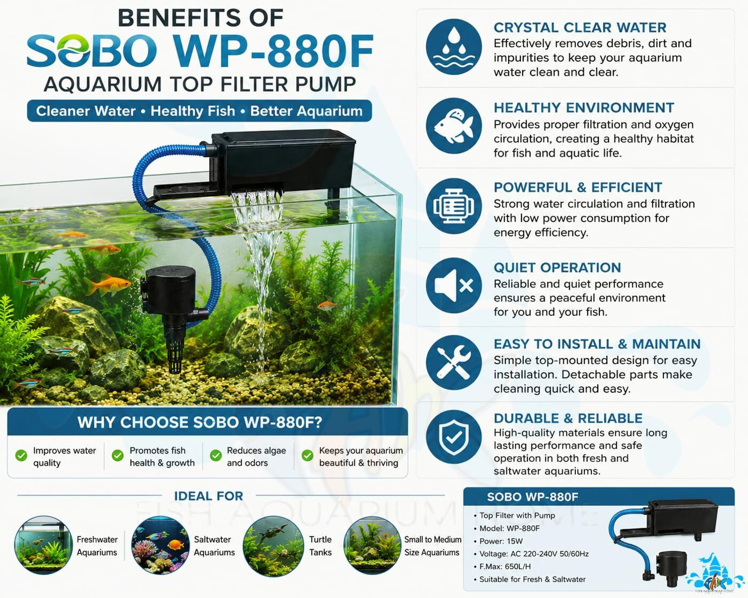 Image of SOBO WP-880F Top Filter Power Aquarium Filter