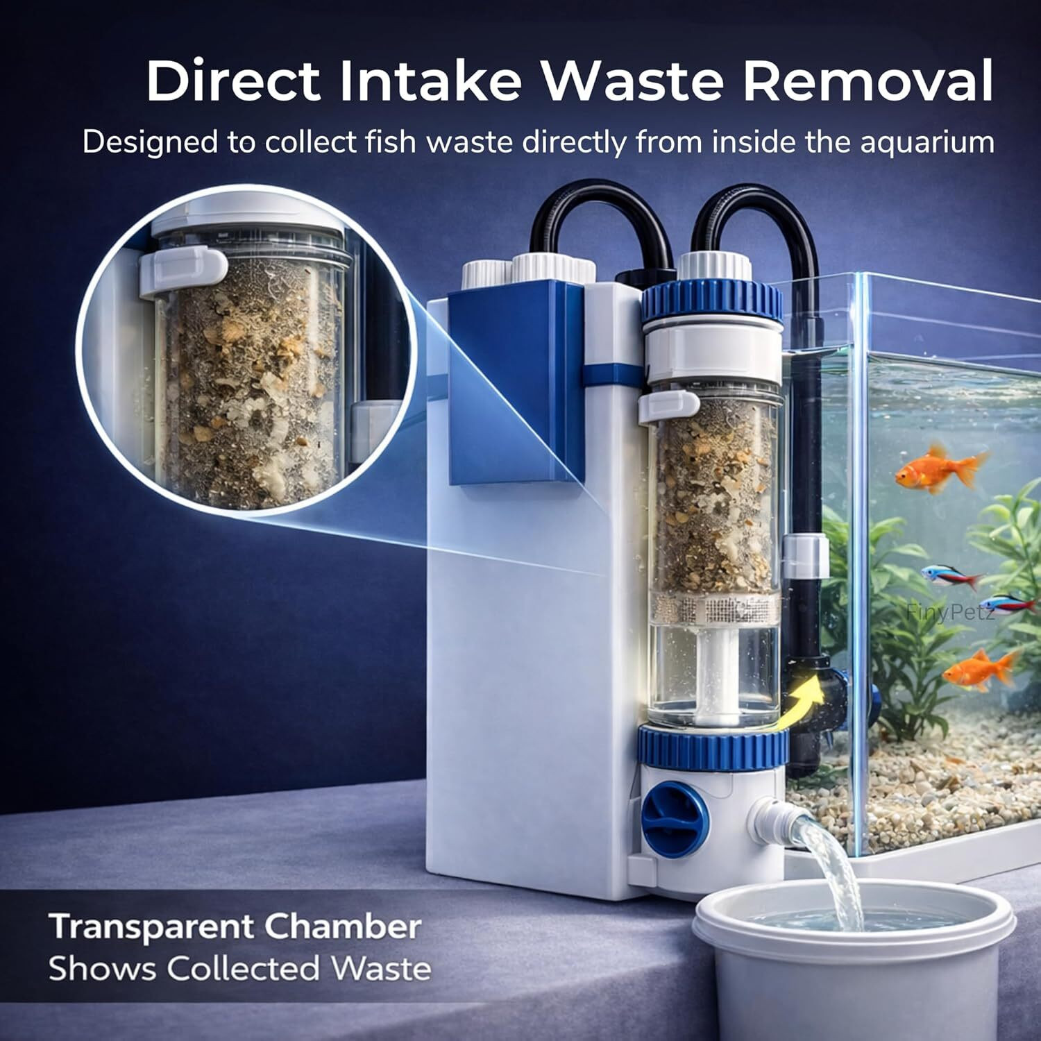 Image of FinyPetz YBF-500F Hang On Back Aquarium Filter with Skimmer, 6W 500L /H Silent HOB Canister Aquarium Filter