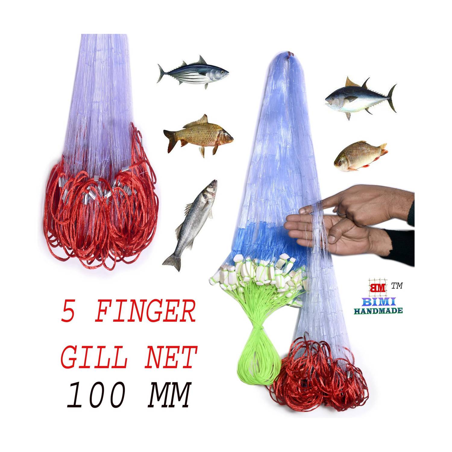 BIMI HAND MADE 5 FINGER 100 MM GILLNET SHISHA JAL Aquarium Fish Net