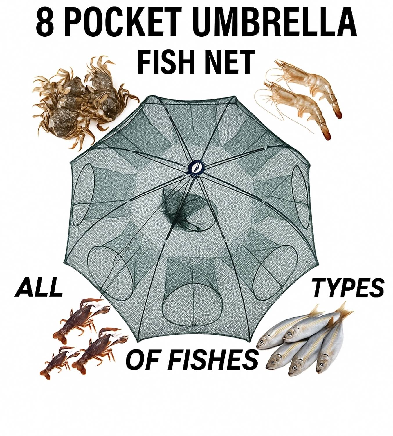 Anu Foldable Umbrella Fishing Net Trap Aquarium Fish Net