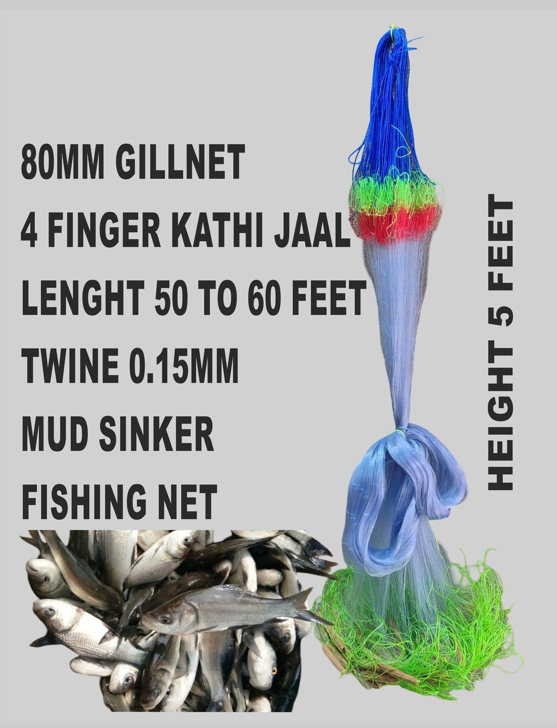 Barsha Fishing Nets 4 finger fishing net mud sinker Fishing Net