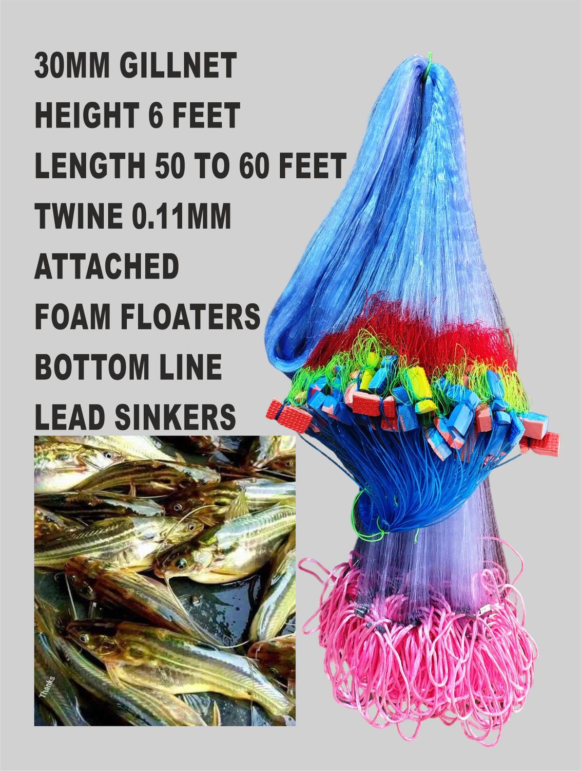 Barsha Fishing Nets 30mm fishing net lead sinker Fishing Net
