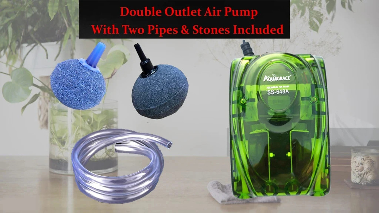 Image of kickAt Premium Double Outlet Aquarium Oxygen Air Pump for Air Bubble of Fish Tank Air Aquarium Pump