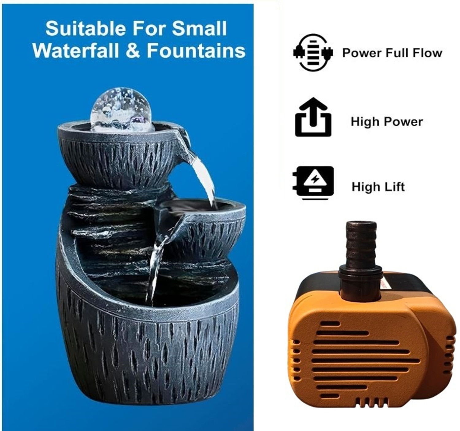 Image of VarSky Heavy Duty High Efficient Water Cooler Motor Submersible Water Pump (0.05 hp) Water Aquarium Pump