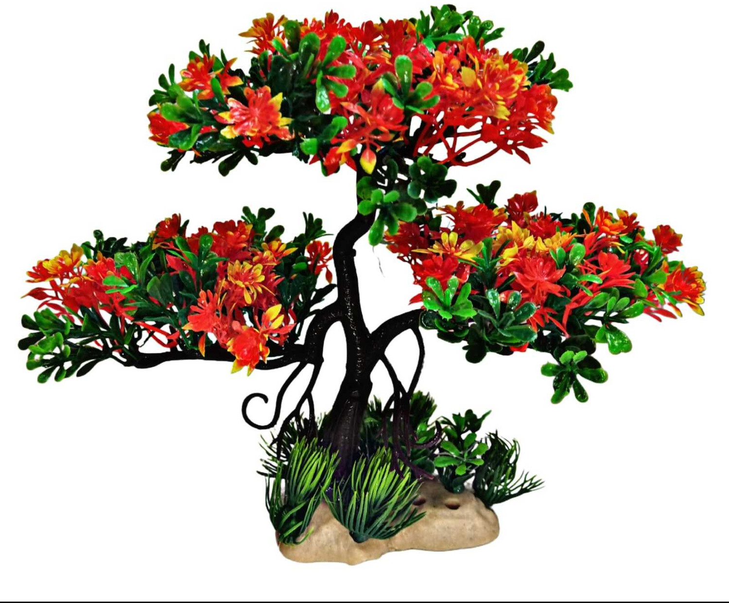Image of SAKET Artificial Plastic Bonsai Plant Fish Tank Tree Decoration(28*23*10) River Rock Unplanted Substrate (Multicolor, 0.2 kg)