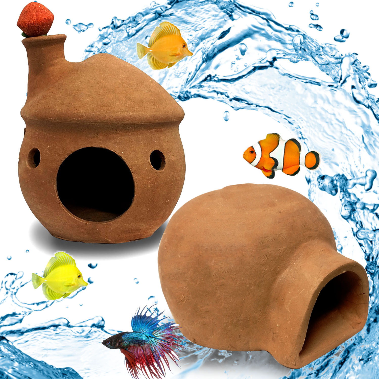 Image of Jainsons Pet Products Mushroom House Ornament and Igloo House Ornament Fish Tank Landscape Decoration Shale Unplanted Substrate