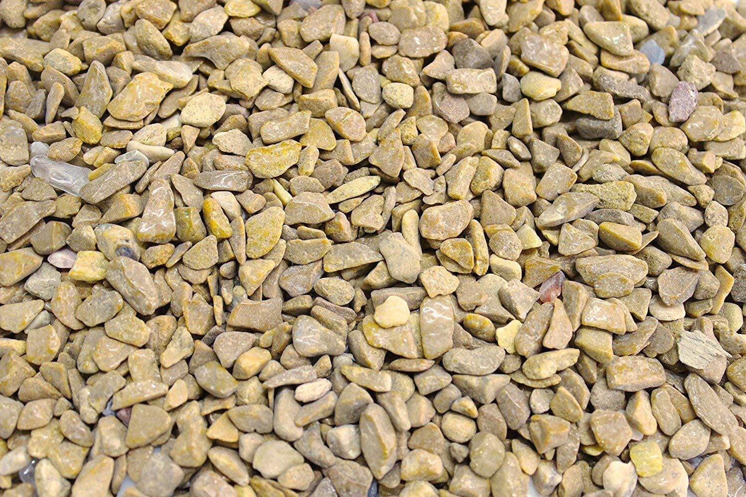Image of Colour Stone Small Marble Chips Pebble Stones For Aquarium Home Garden Decor (Yellow, 450gm) Gravel Unplanted Substrate