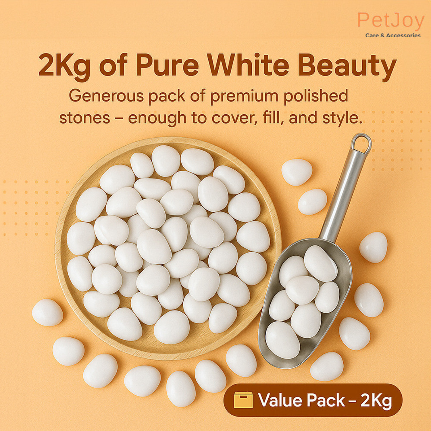 Image of PetJoy White Pebbles- 2Kg (2.5cm - 4cm) |Aquarium Fish Tank |Unplanted Substrate Gravel Unplanted Substrate