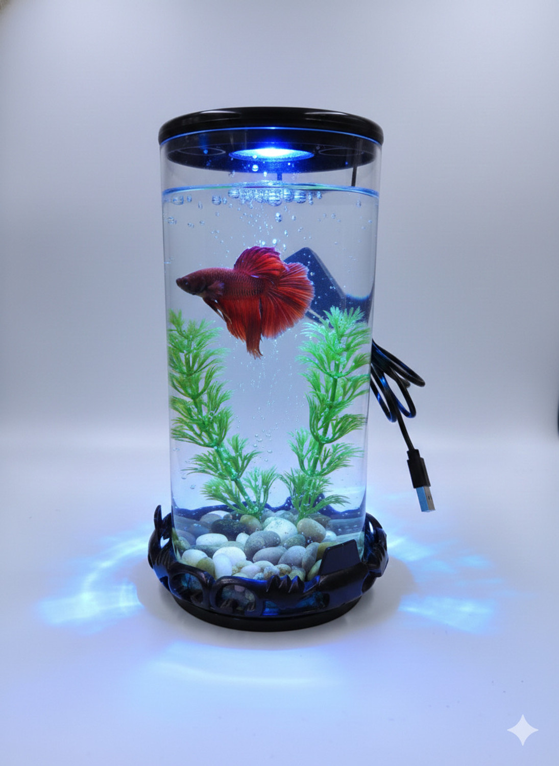Image of Petscope BETTA FISH TANK - DeskTop Aquarium(Multi Color LED USB Light) Rectangle Aquarium Tank