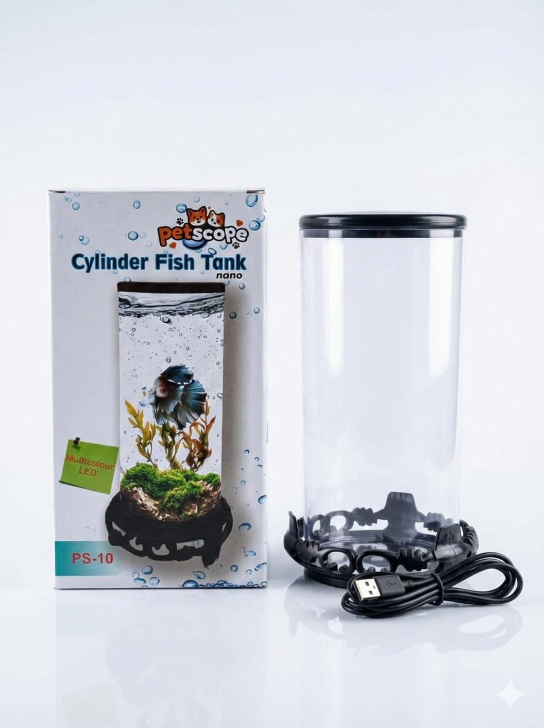 Image of Petscope BETTA FISH TANK - DeskTop Aquarium(Multi Color LED USB Light) Rectangle Aquarium Tank