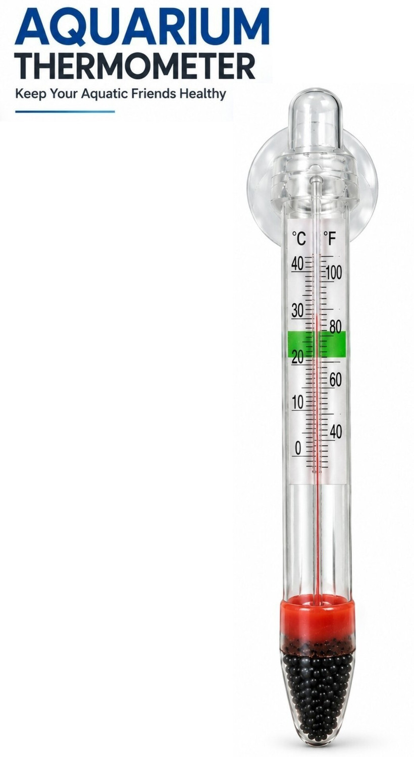 Image of My Pet Fishy Aquarium Thermometer with Suction Cup | Fish Tank Water Temperature Gauge Aquarium Thermometer