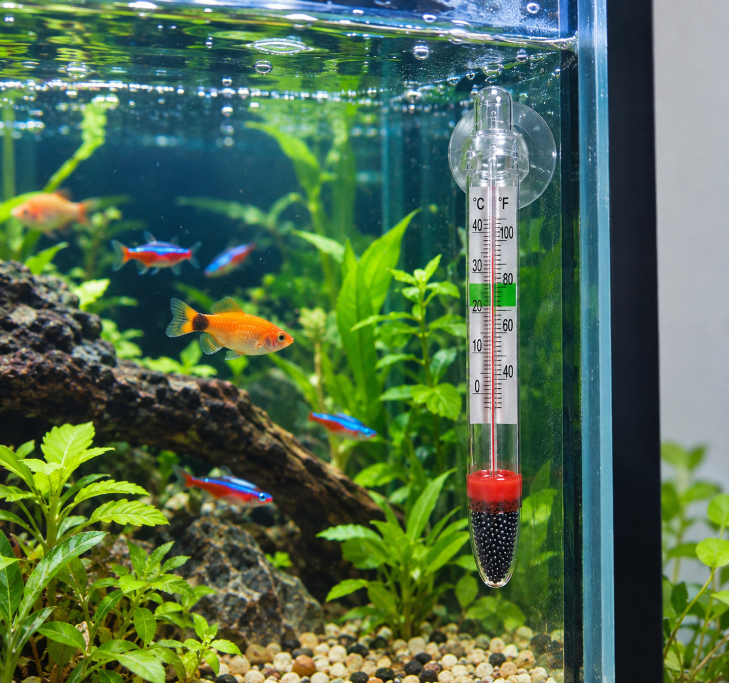 Image of My Pet Fishy Aquarium Thermometer with Suction Cup | Fish Tank Water Temperature Gauge Aquarium Thermometer