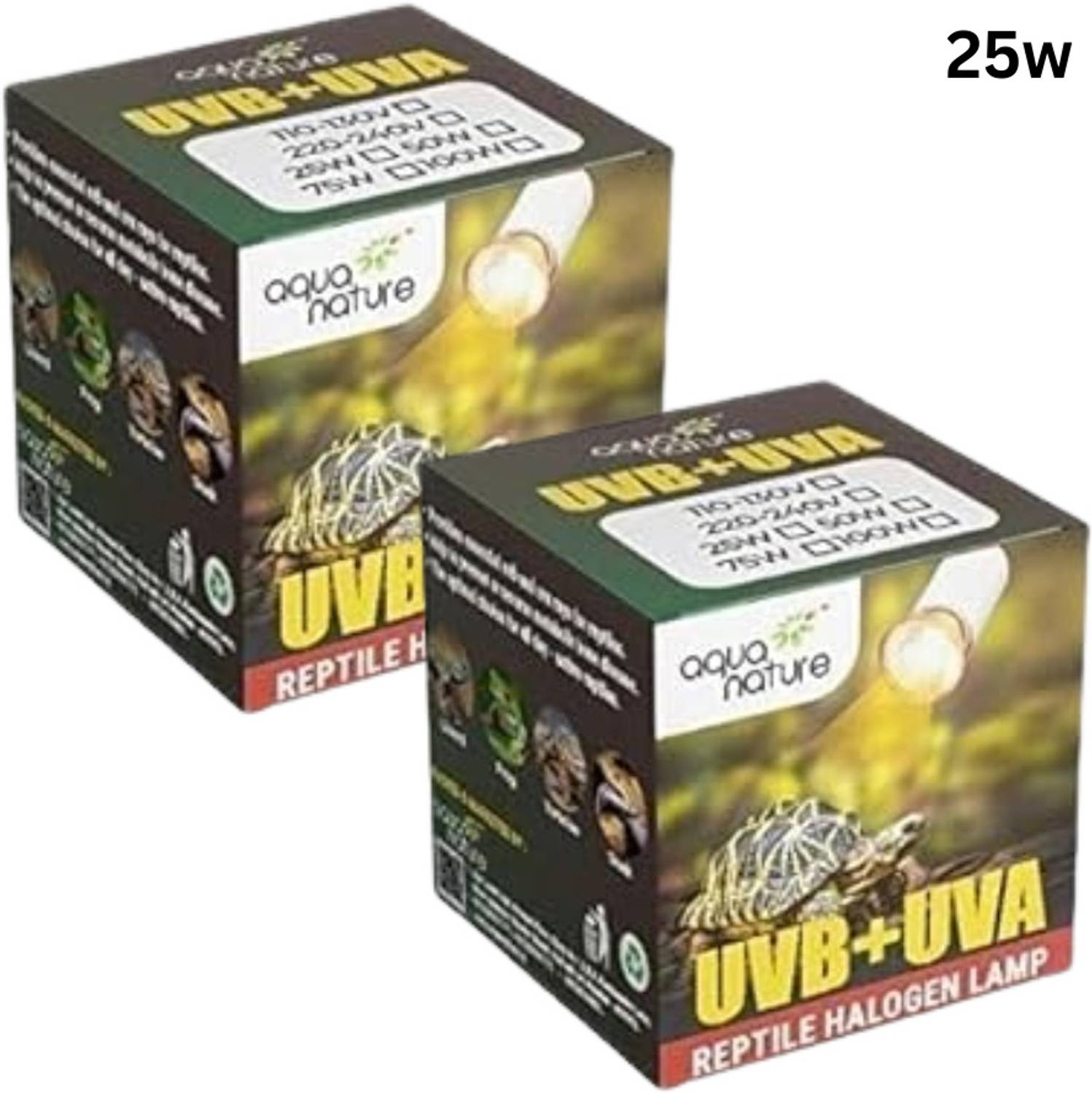 Aquanature Turtle UVA UVB Heat Lamp (Basking Heat Bulb for Tortoise & Terrarium) 25W -2pcs Aquarium Tool
