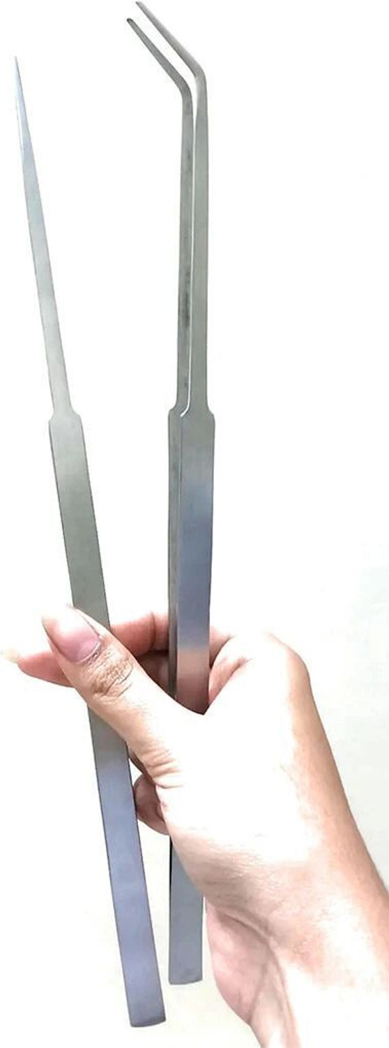 Image of GOGNA Aquarium Tweezer Set - 2 Pieces (Straight & Curved) for Fish Tank Plant Aquarium Tool