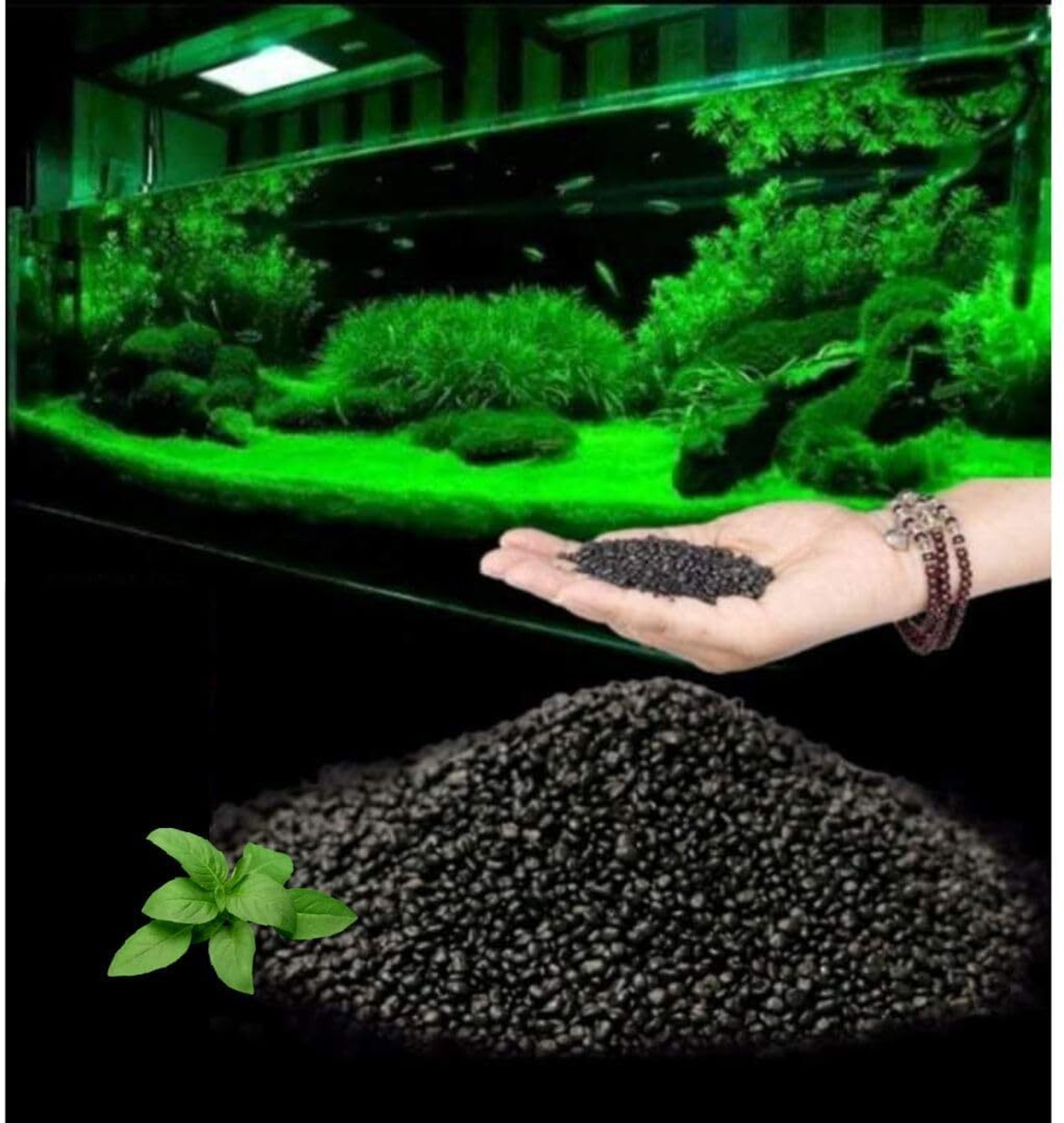 Image of VAYINATO 2kg Aquarium Black Soil Substrate Gravel Sand for Planted Aquarium Aquarium Tool