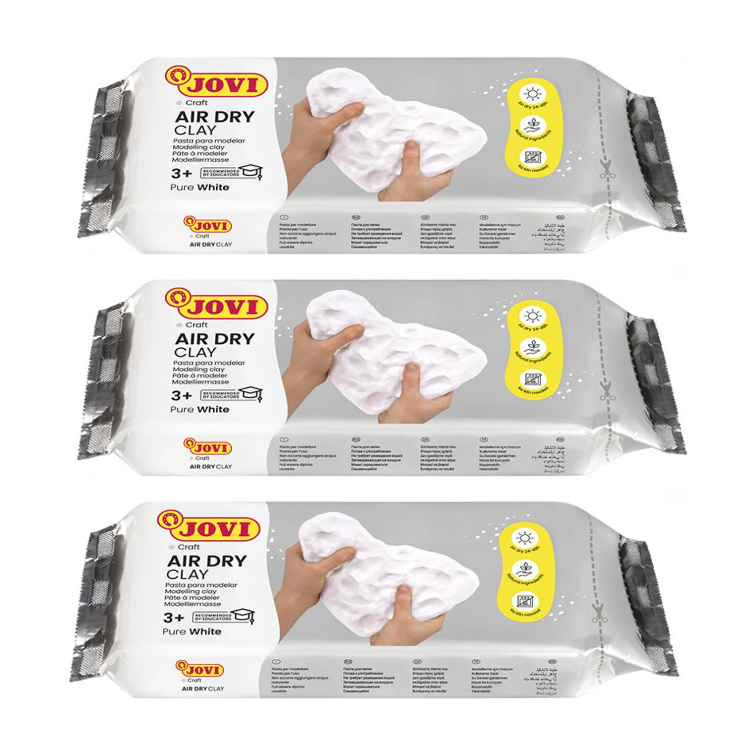 Image of Jovi European White Air-Dry Modeling | Sculpting Pottery Art & Craft (250g Pack of 3) Art Clay
