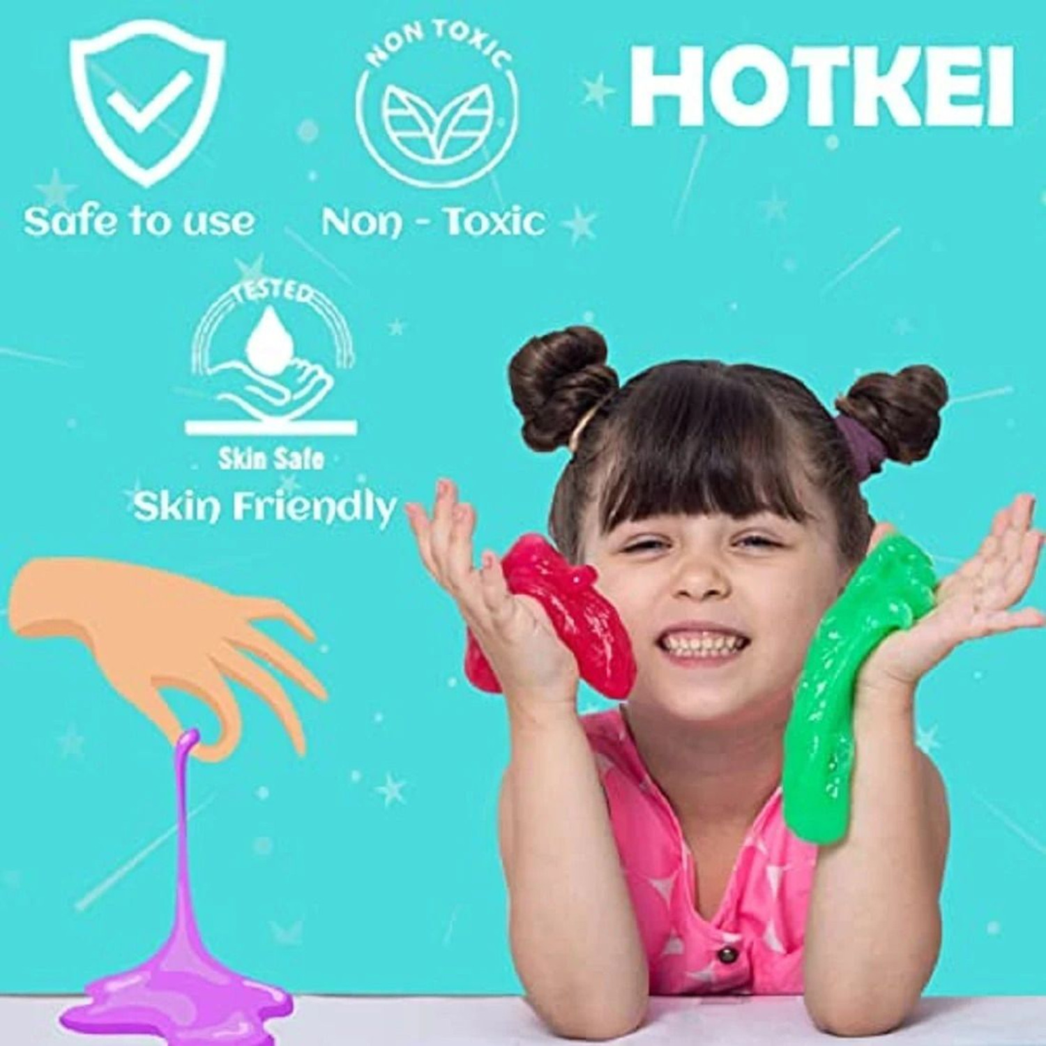 Image of HOTKEI (6 Neon Slime)Toys jelly slime putty clay toys kit set pack for girls kids Jelly