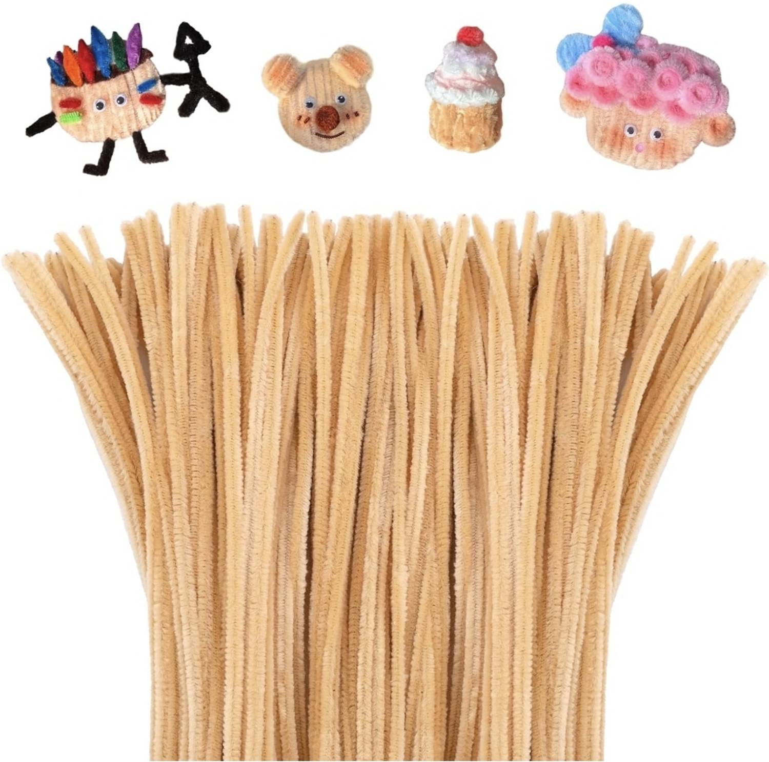 Batricher 12inch Pipe Cleaner Pastel Brown 100pcs for Hobby Craft, Scrapbooking & DIY