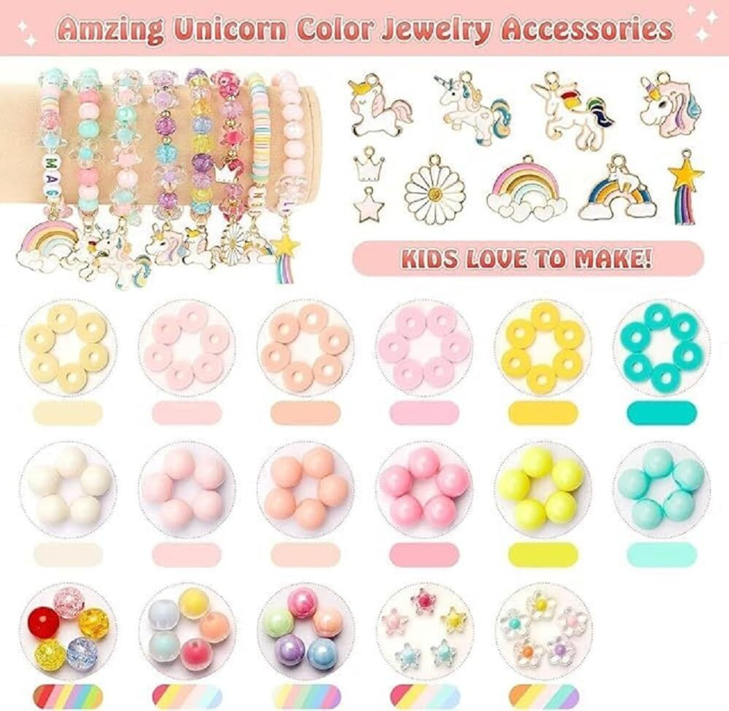 Image of RANNADE DIY Bracelet Making Kit for Girls with Beads, Charms & Storage Box Set