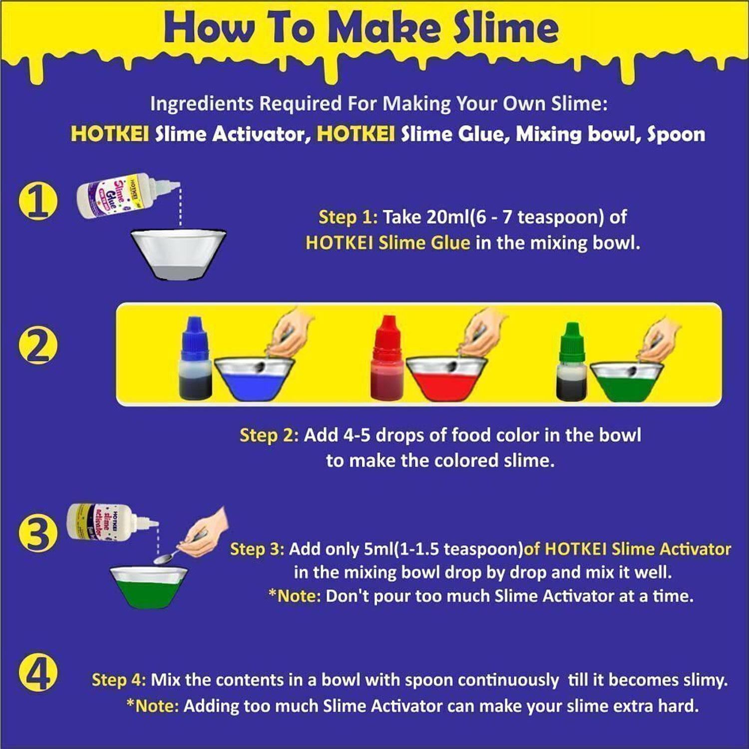 Image of HOTKEI (DIY 15+ Slimes) Multicolor Slime Activator Glue Making Kit Set for Kids