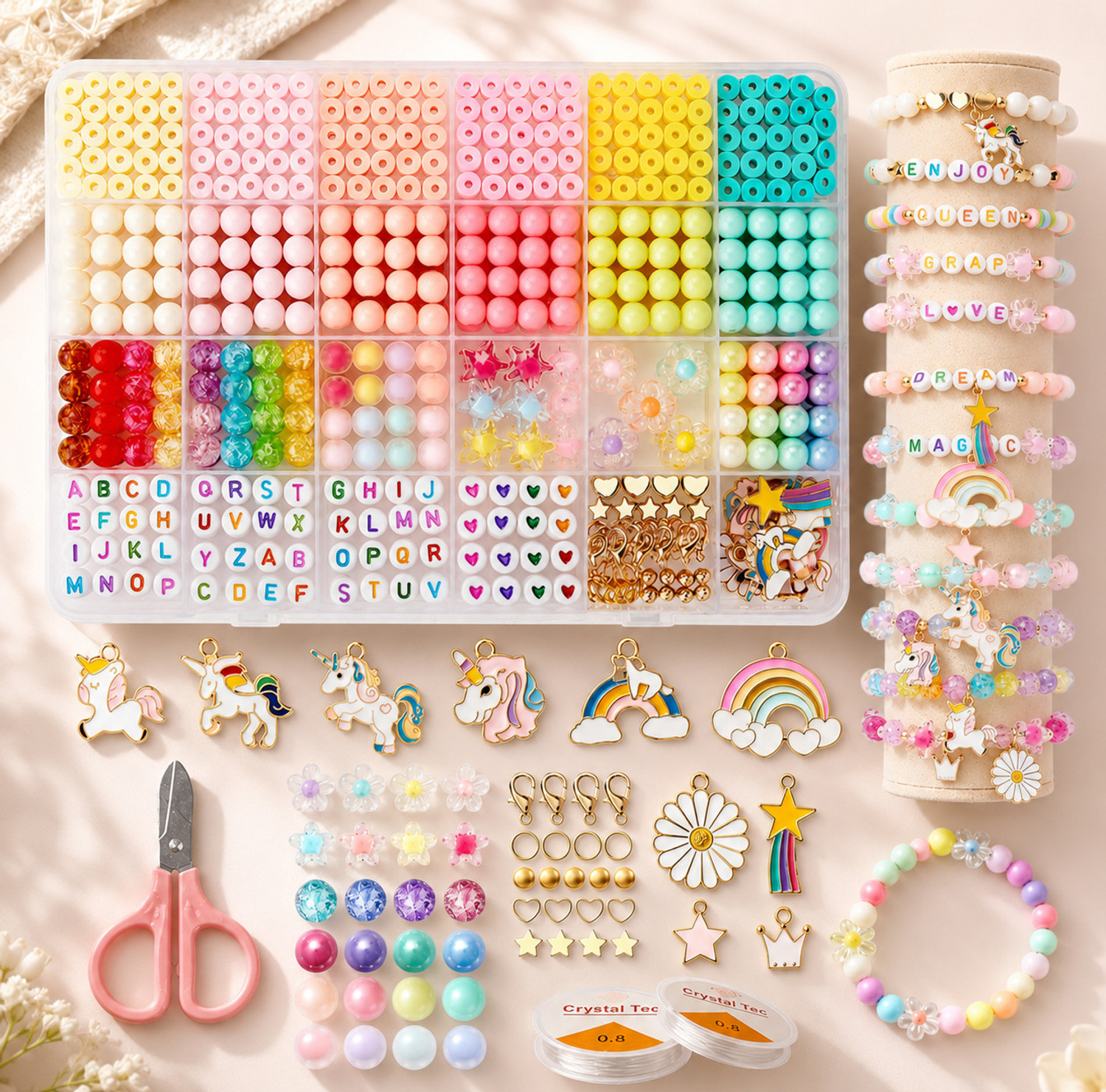 Image of RANNADE DIY Bracelet Making Kit for Girls with Beads, Charms & Storage Box Set