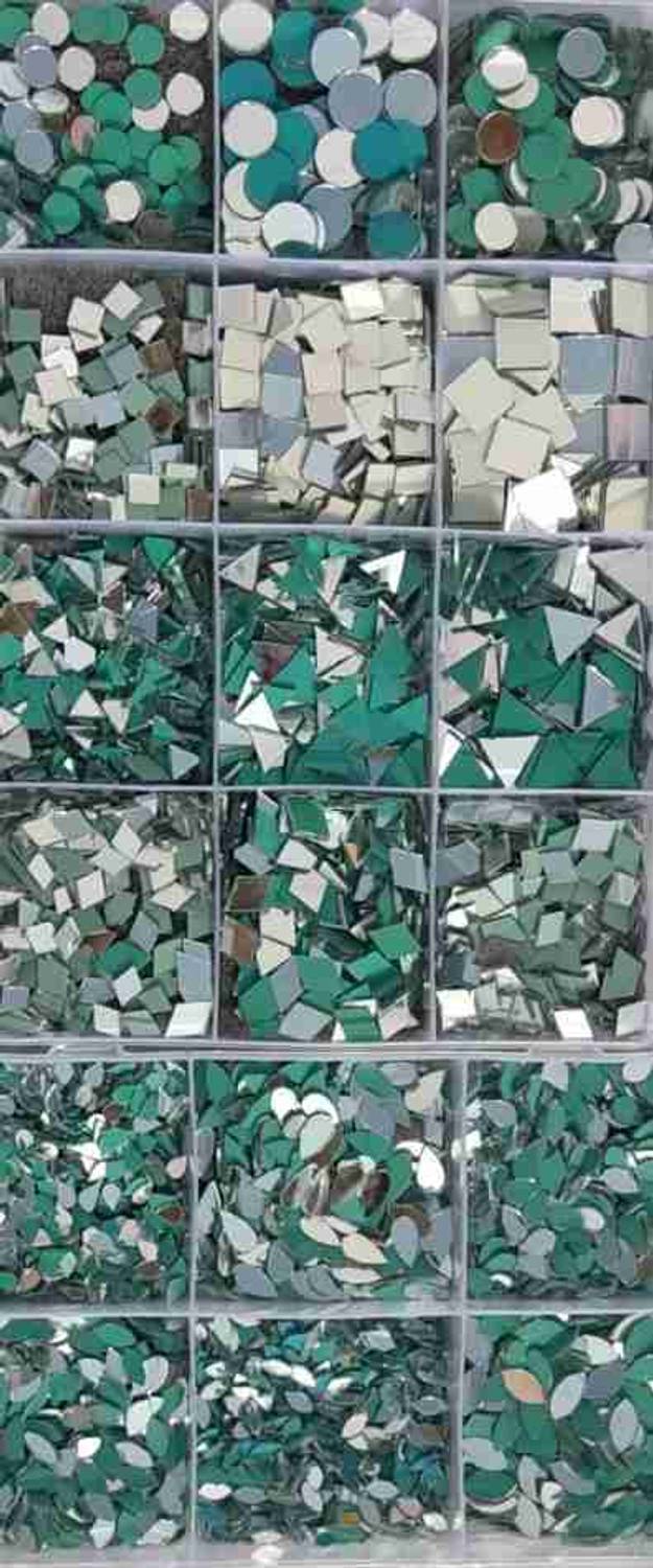 Nihaal 18 Shape mirror for jwellery makeing( 1800 pcs with glue cone storage box)