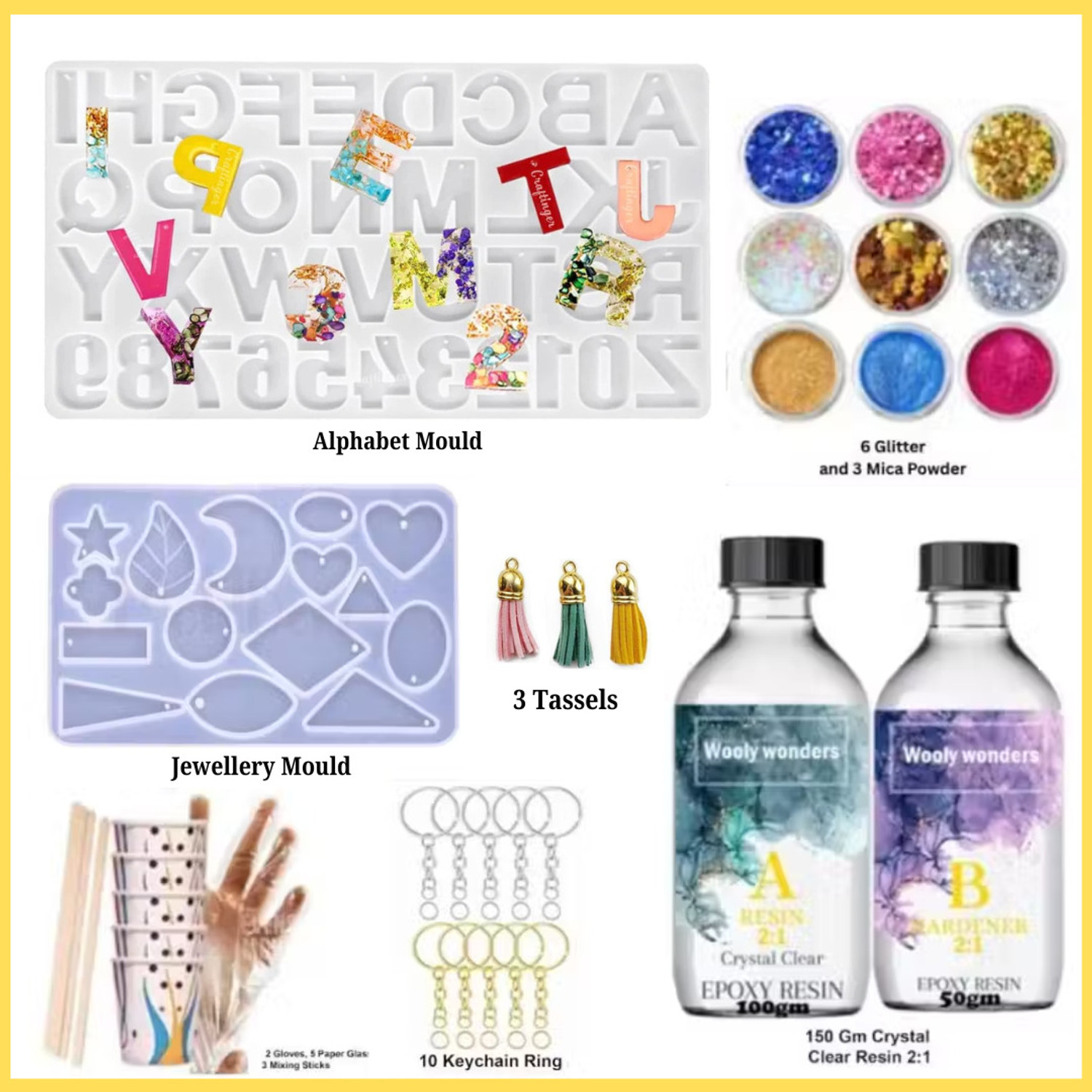 Image of Qroof Resin Alphabet Keychain Silicones Mould for DIY Art and Crafts Materials w