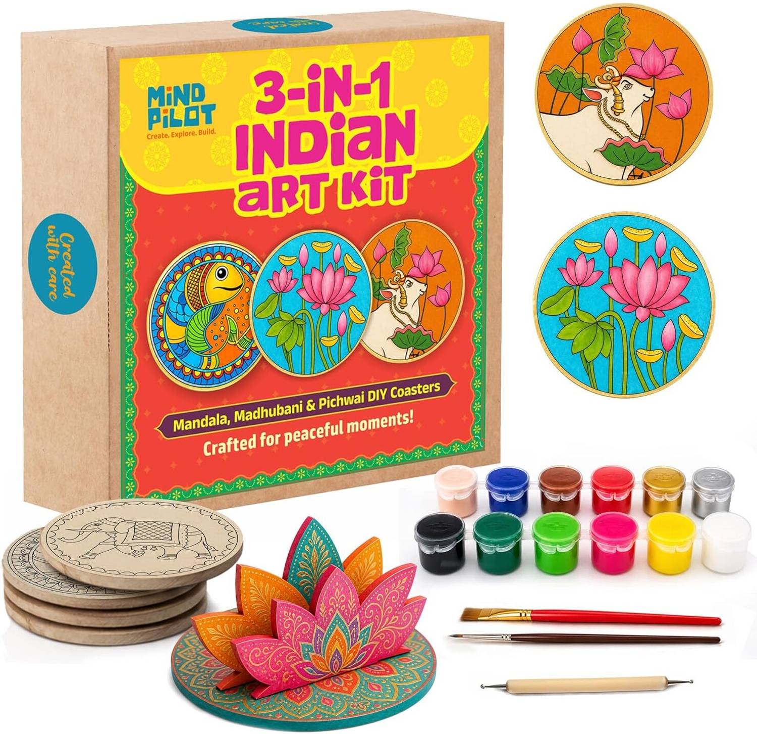 MINDPILOT 3 in 1 Indian Painting Coaster Kit - Image 1