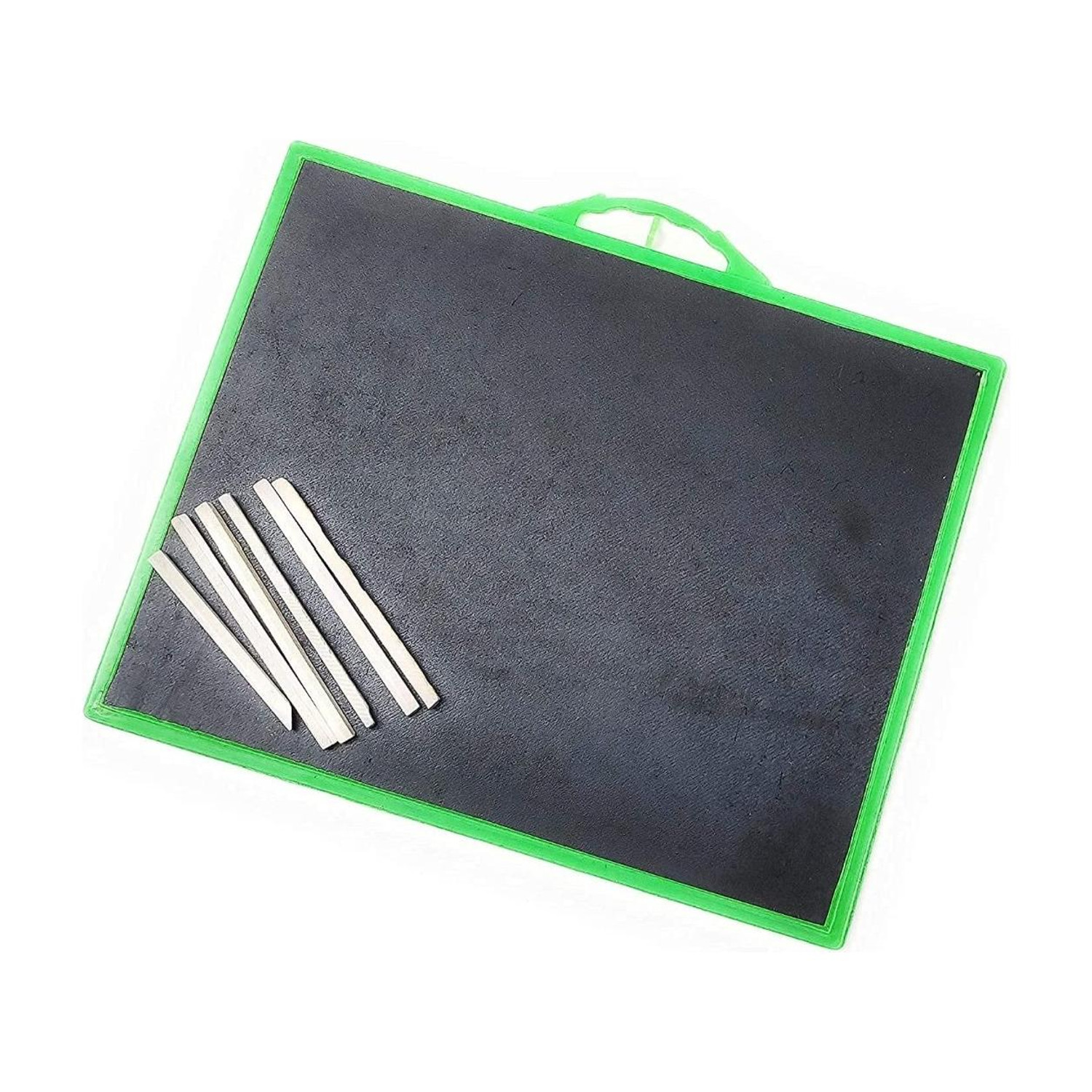 Image of imtion 2 in 1 Combo ( 2 Pcs Slate Black Double Side + 15 Pcs Slate Chalk Pencil Slate ) Size 8 x 10 Inches Board for Kids Education Learning Study