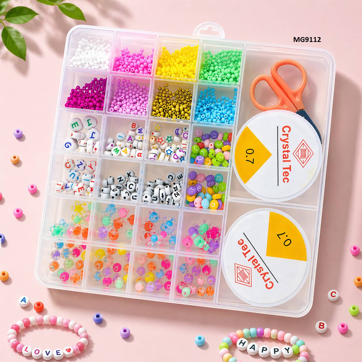 Adoere Pastel Seed & Letter Bead Kit: DIY Jewelry Supplies w/ Charms, Cord & Tools