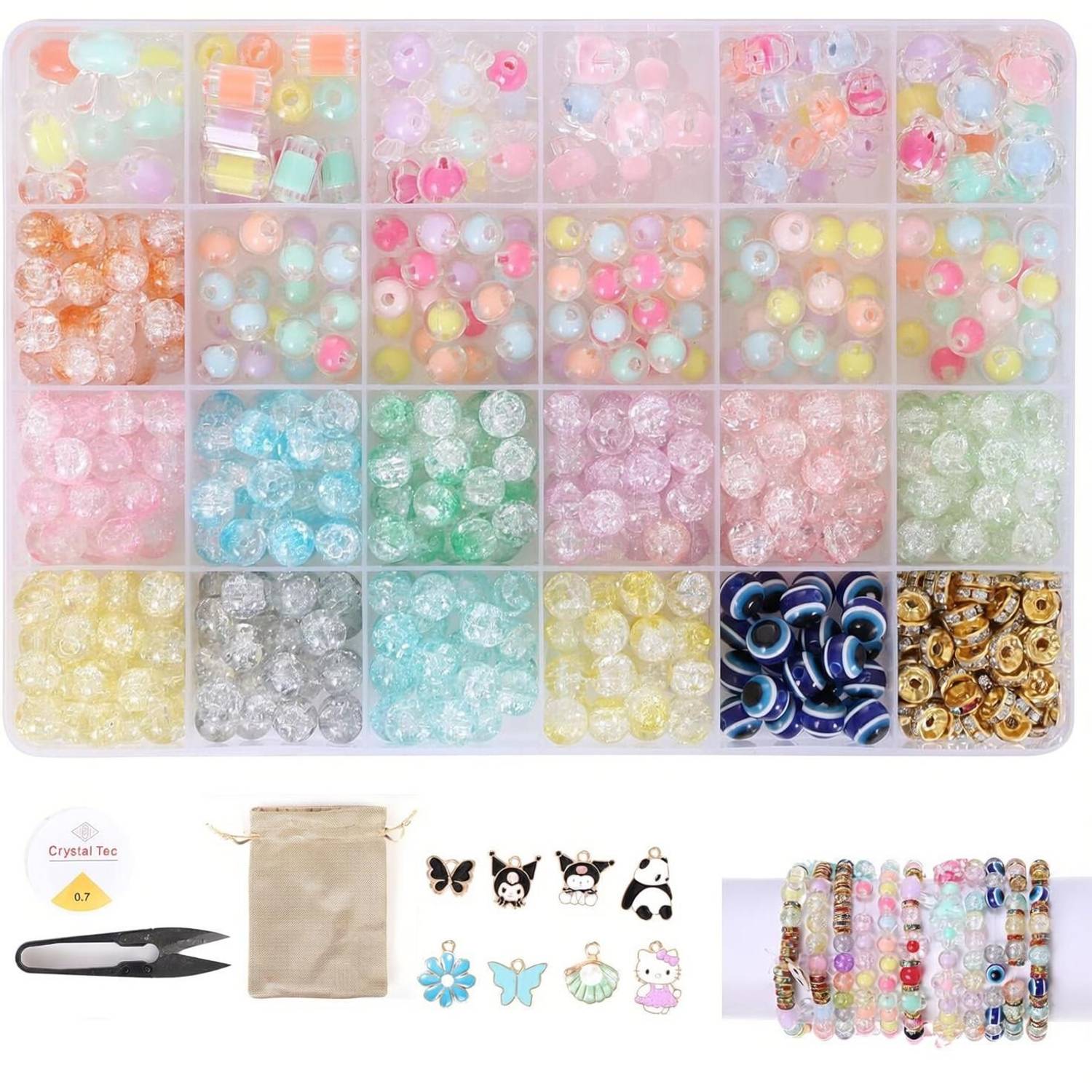 ambitieux DIY Bracelet Making Kit 575+ Beads Jewelry Set with Glass Double Charms Pendants
