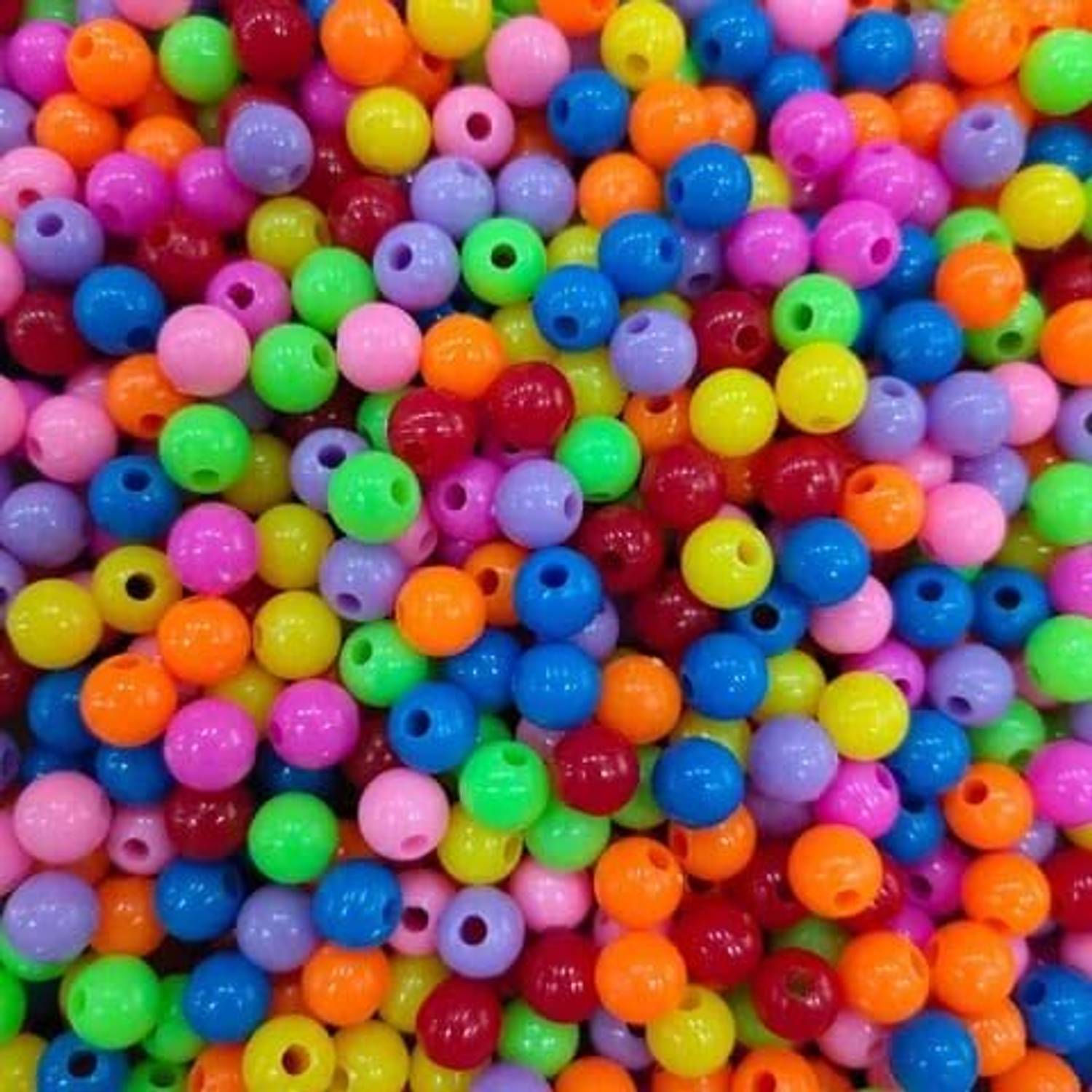 AAASAH Multicolor Plastic Round Beads for Beading, Jewellery Making 6mm Pack of 200 Pcs