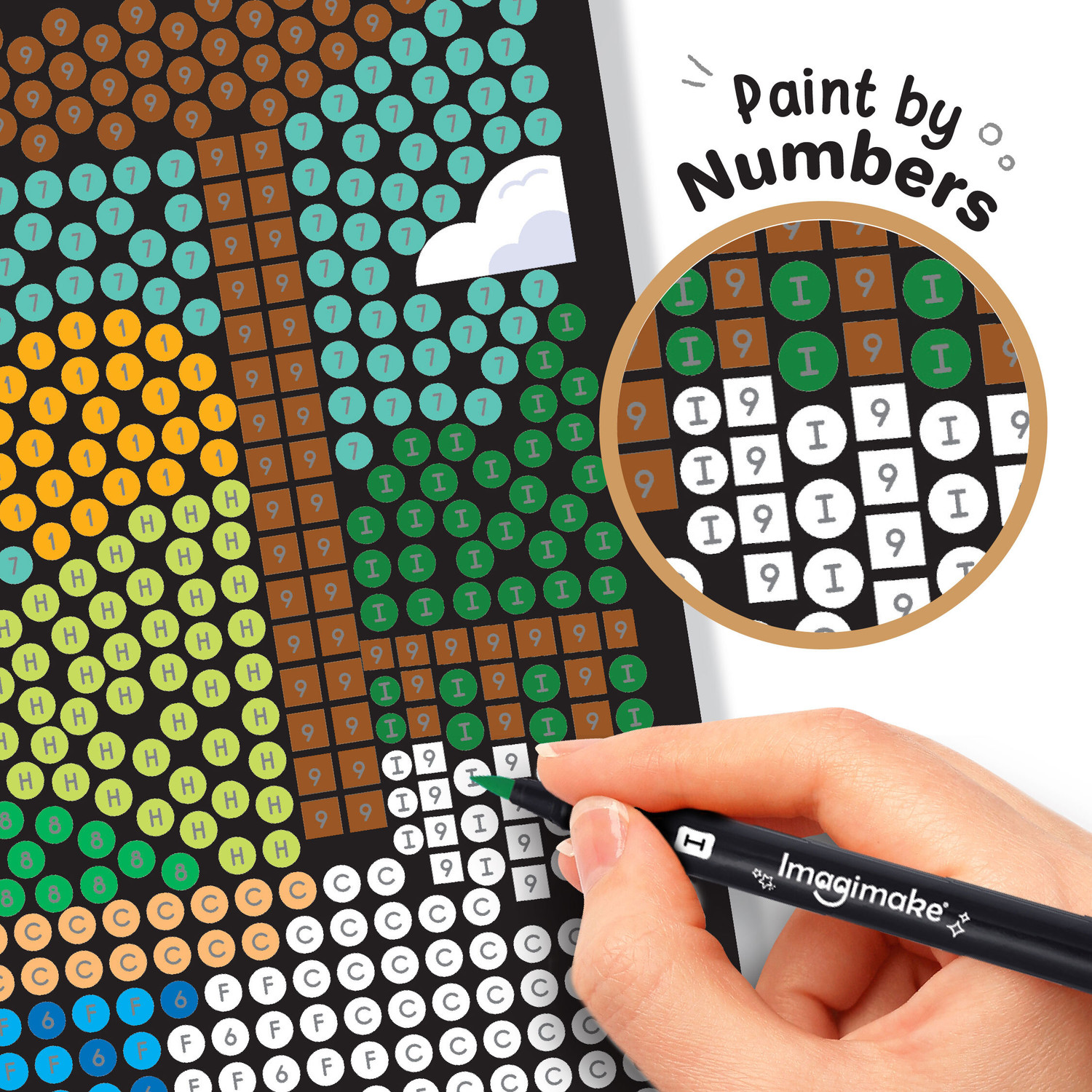 Image of Imagimake Mystery Mosaic Landscapes | Paint by Numbers Kit |Mess free Travel friendly Kit
