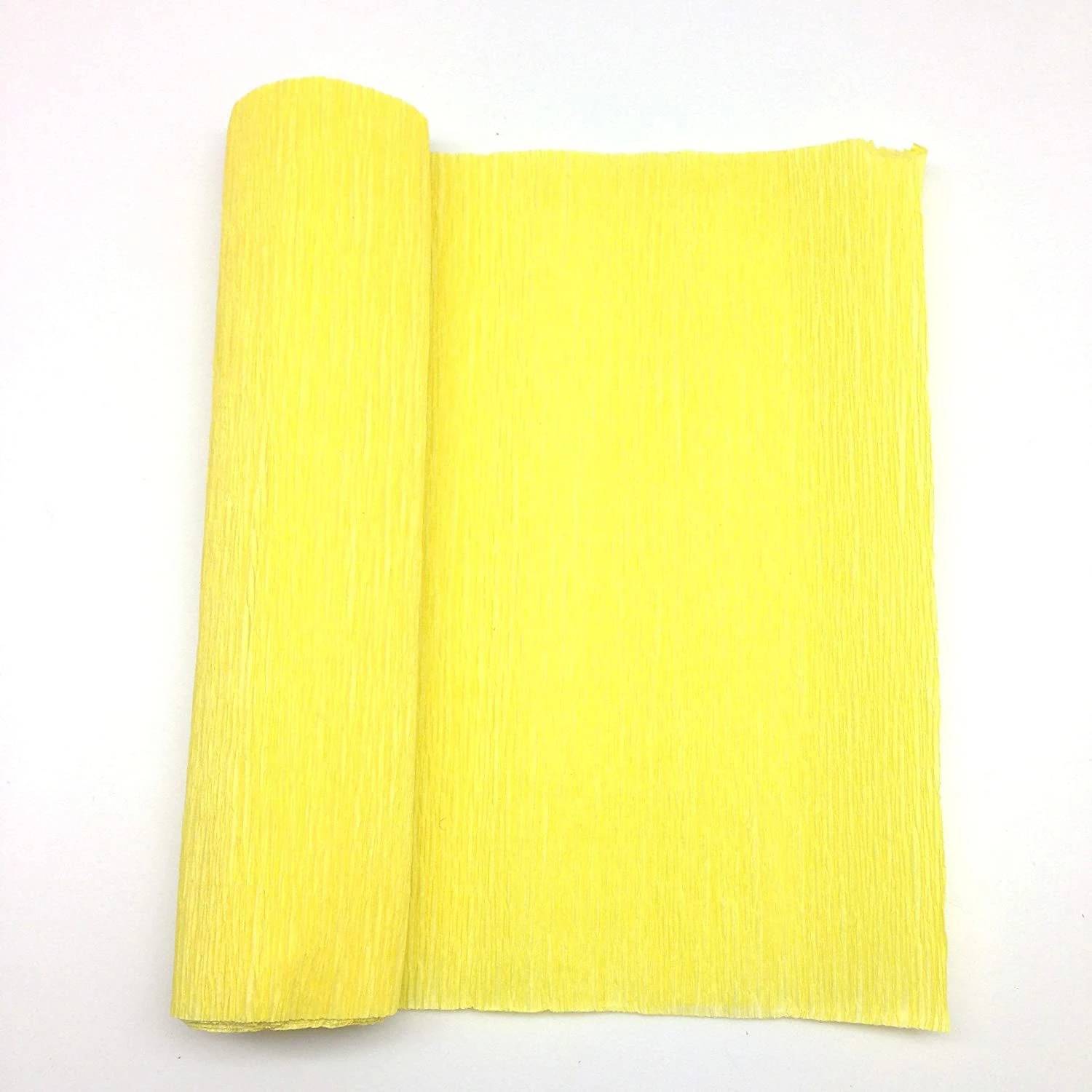 3A Featuretail Yellow 8ft Length/20in Width Crepe Paper Roll/Wrinkled Paper for Flower Making, Bouquet Wrapping and Craft