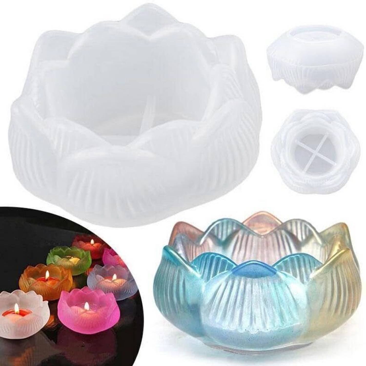 BanteyBanatey New Lotus flower Shape tea light candle holder Resin mold casting Mould