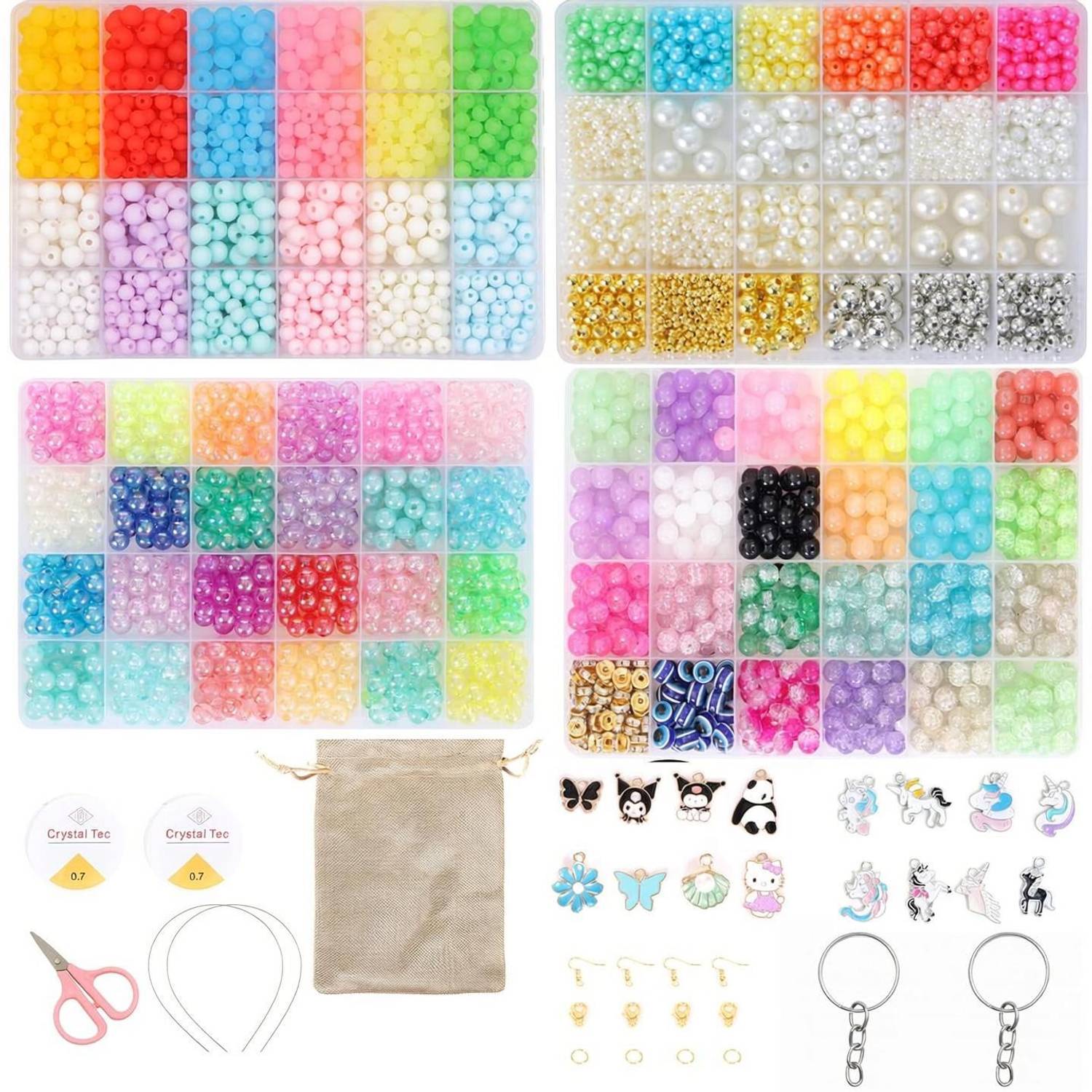 ambitieux DIY Jewellery Making Kit for Girls 2700+pcsColorful Round Beads Pearls Craft Kit