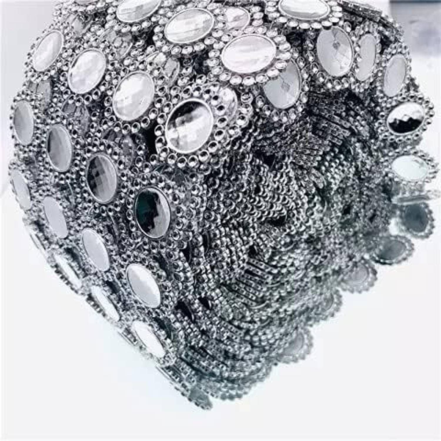 AAASAH Ribbon Trim Coin Lace Borders Pack of 1 Meter Color Silver for Saree Making