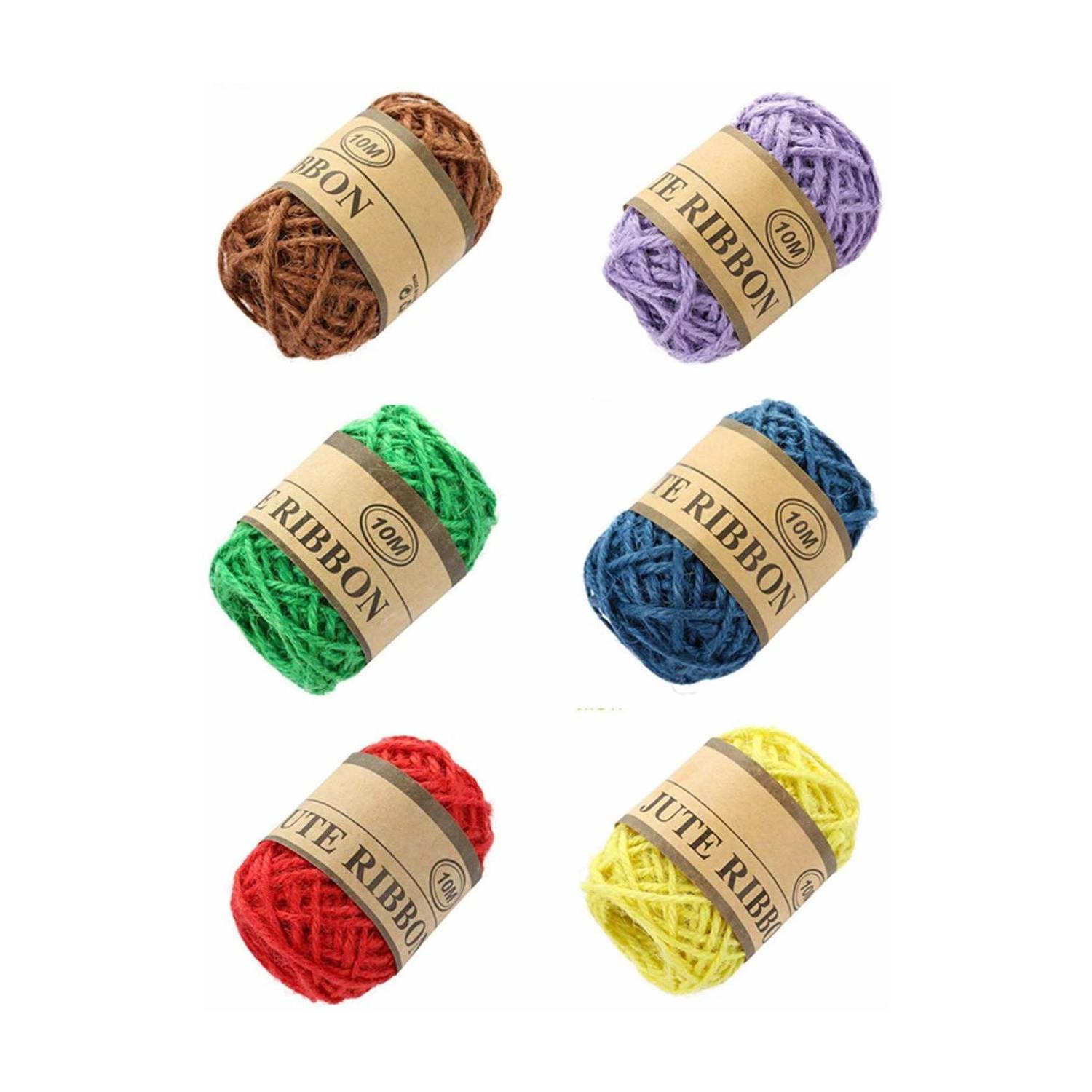 3A Featuretail Multicolor Natural Jute Ribbon Rope for Decoration DIY Craft and School Projects