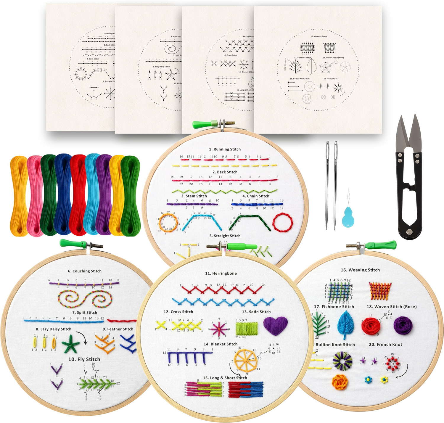 Nibras Embroidery and Cross Stitch Kit Pack of 4 for Beginners DIY