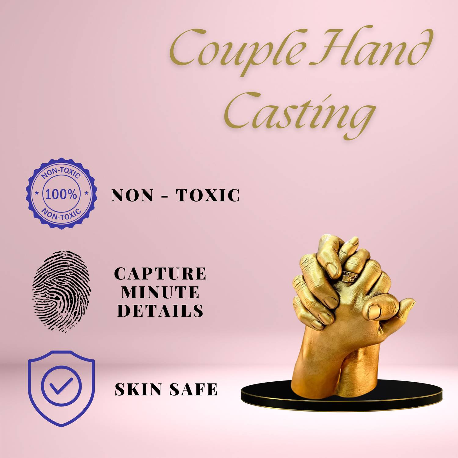 Kit Moulage Mains 3D Couple & Famille - Souvenir Romantique DIY Mariage Anniversaire Fête Des Mères - Empreinte Plâtre Facile Et Durable