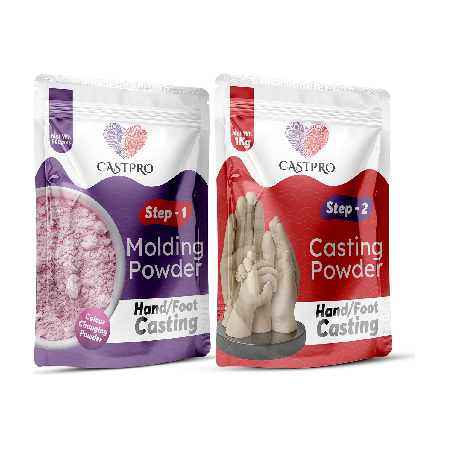 CASTPRO Molding Powder (500gm) + Casting Powder (1Kg) - Step 1 & Step 2 For Hand Casting