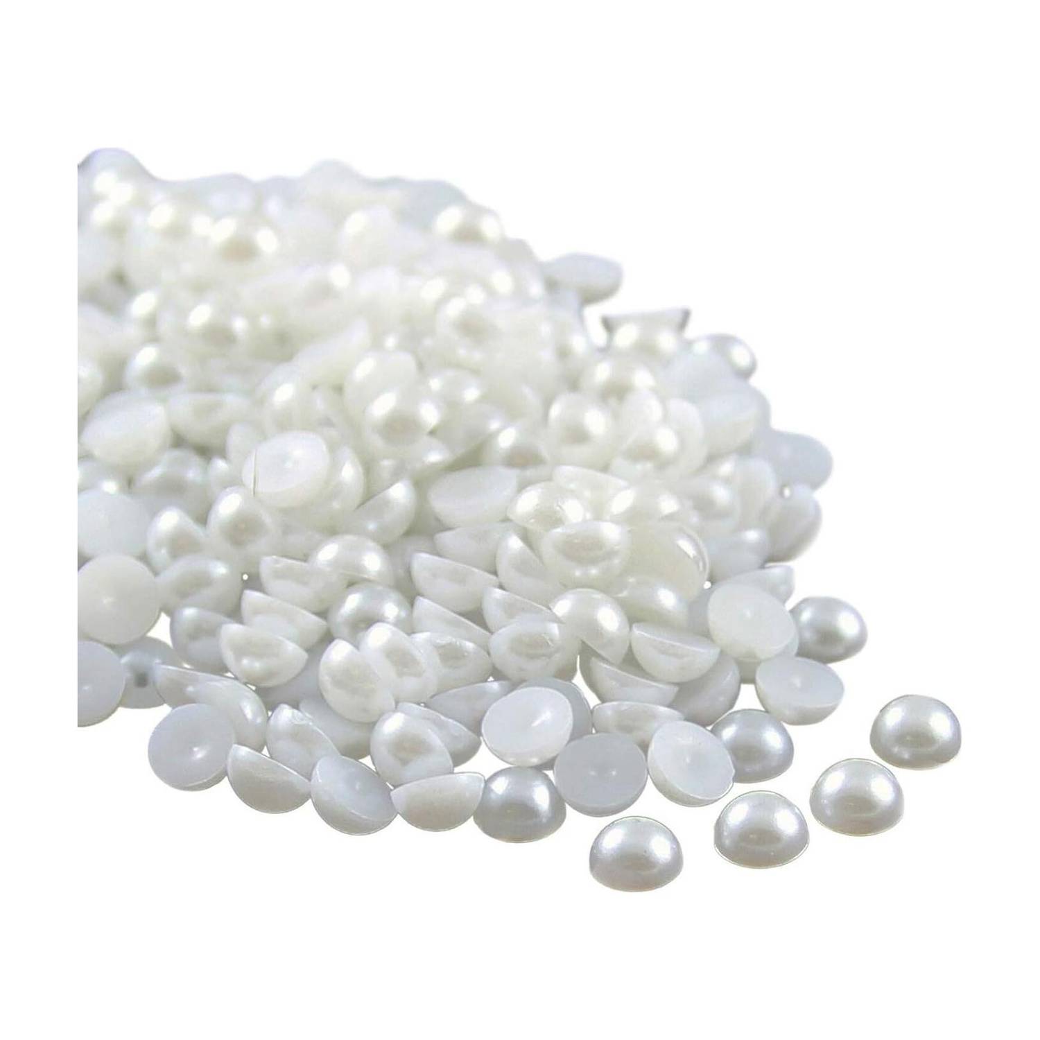 AAASAH Half Cut Pearls for Jewellery Making Craft -Pack of 200 (White, 8 mm)