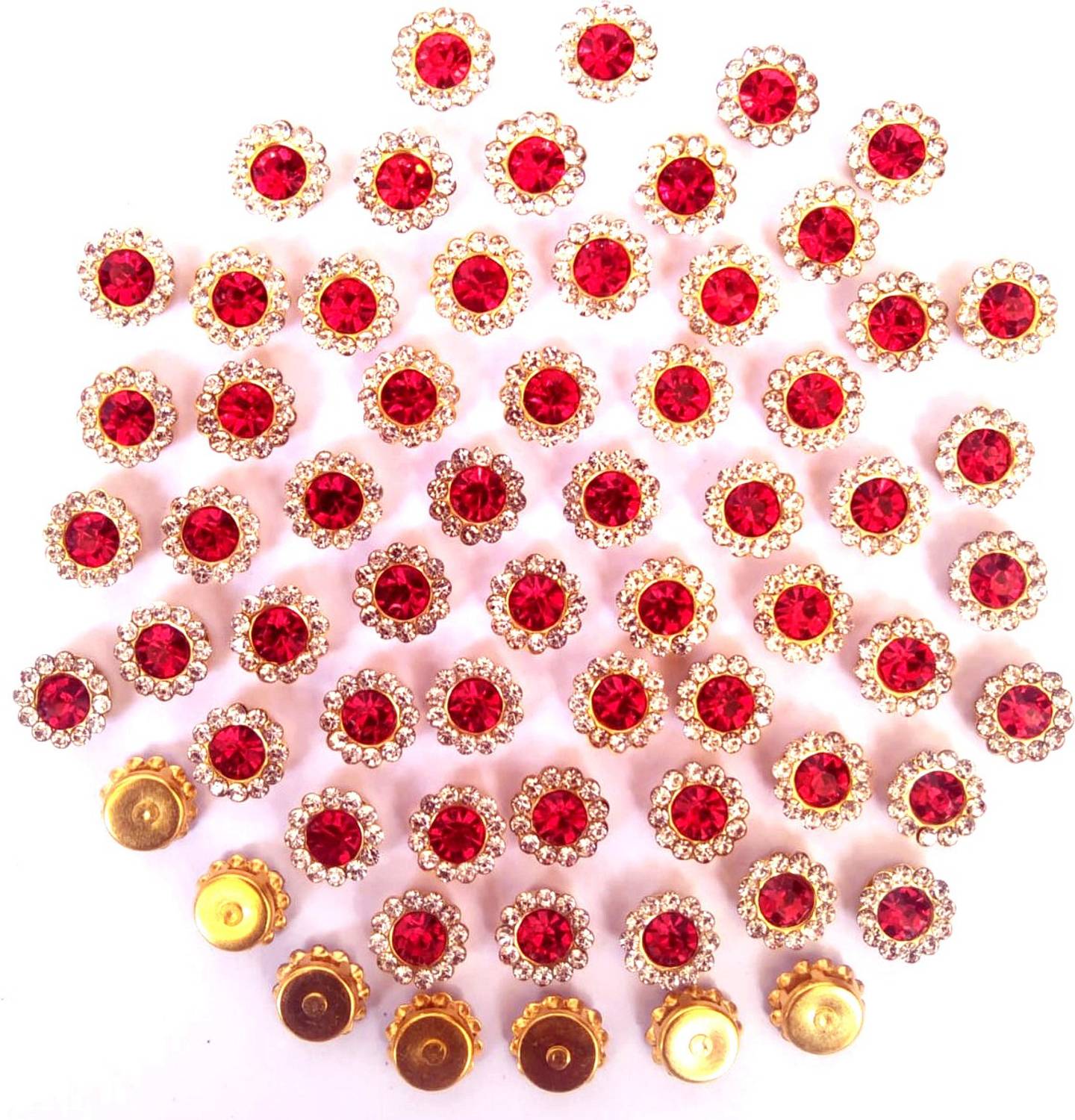 Atifa 10MM flower red and white stone flower for craft and jewellery making [100 pcs]