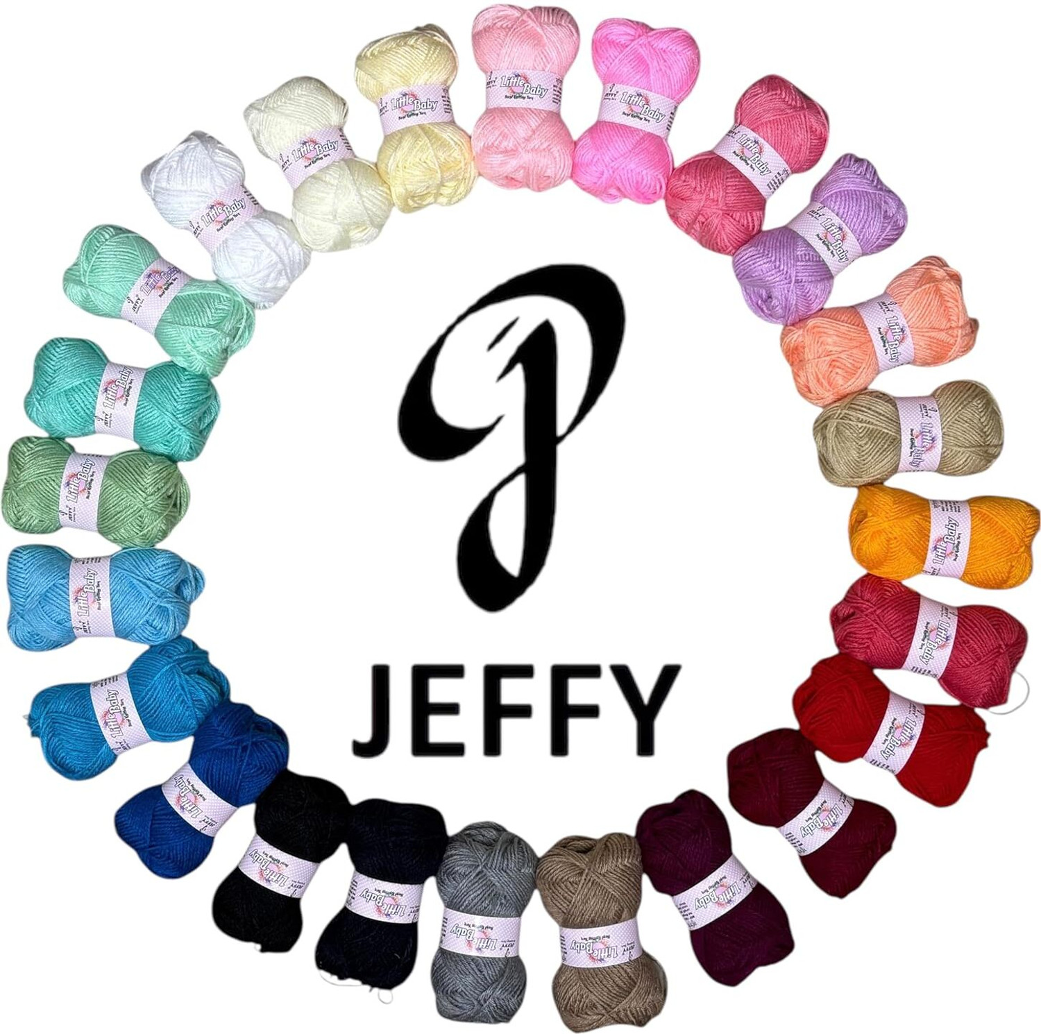 Image of JEFFY Multicolor Yarn Pack of 24 Wool Balls (1 Ball / 20 Grams) 100% Acrylic.