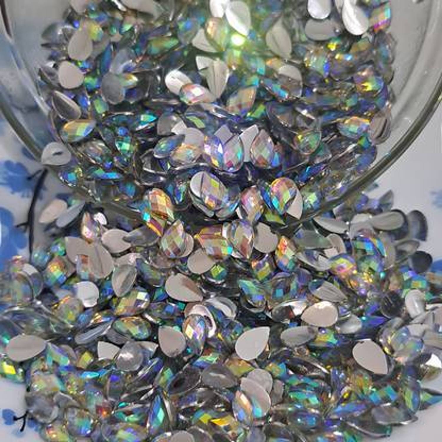 AAASAH 8x5mm Drop Shape Rainbow Colour Stone Crystal Kundan Beads Stone 500 Pcs