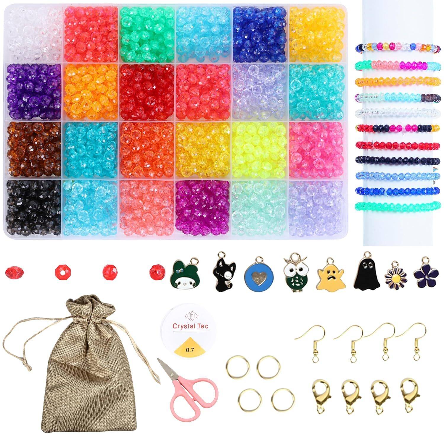 ambitieux D.I.Y crystal beads jewellery Making Kit for Kids & Girls 4-in-1 Beads Craft Kit